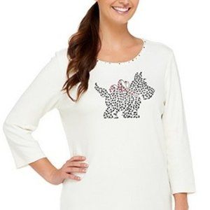 Quacker Factory Scottie Dog Bling 3/4 Sleeve Tee 1